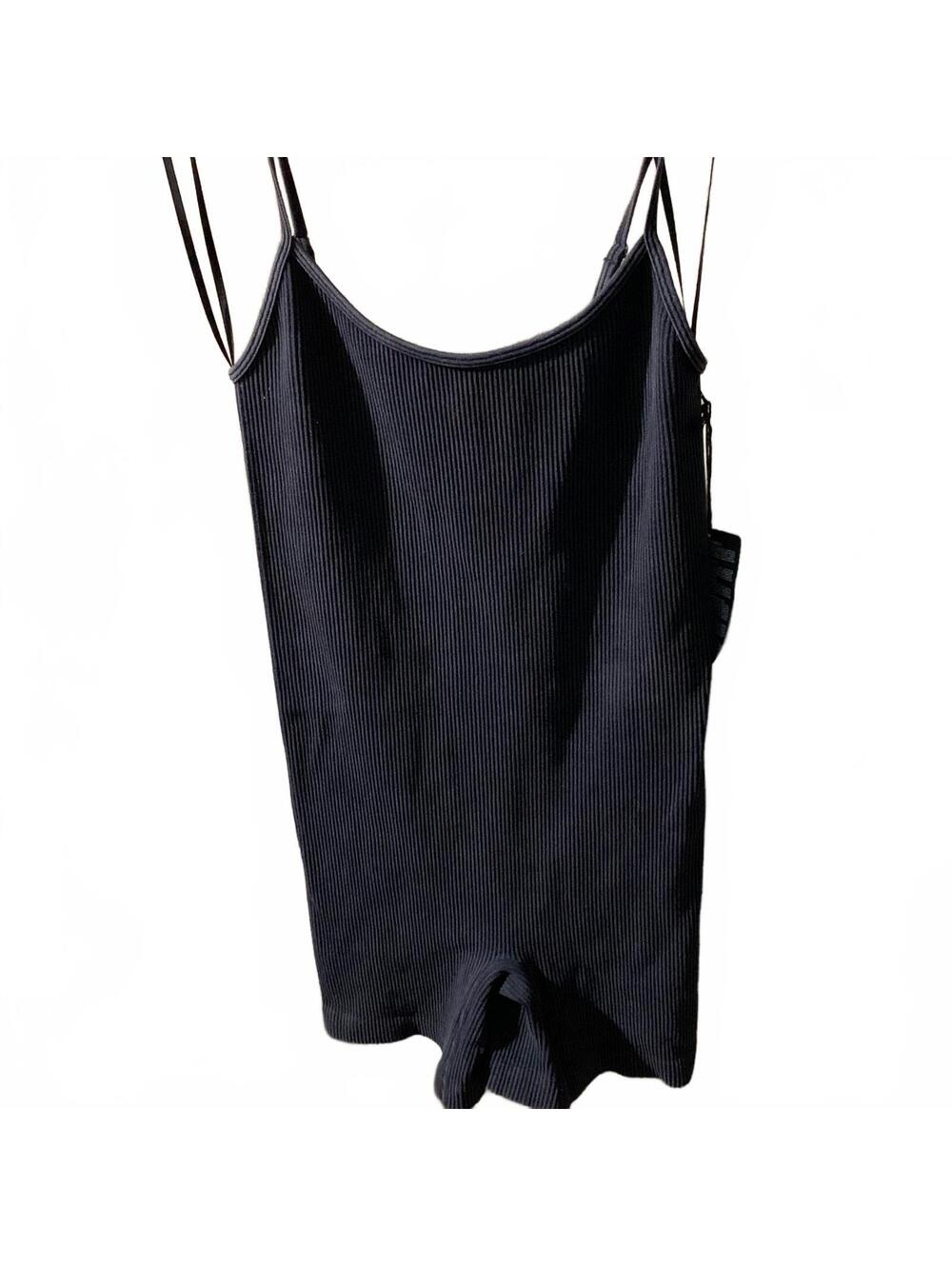 Forever 21 Washed Black Ribbed Spaghetti Strap Romper Dress Size Small